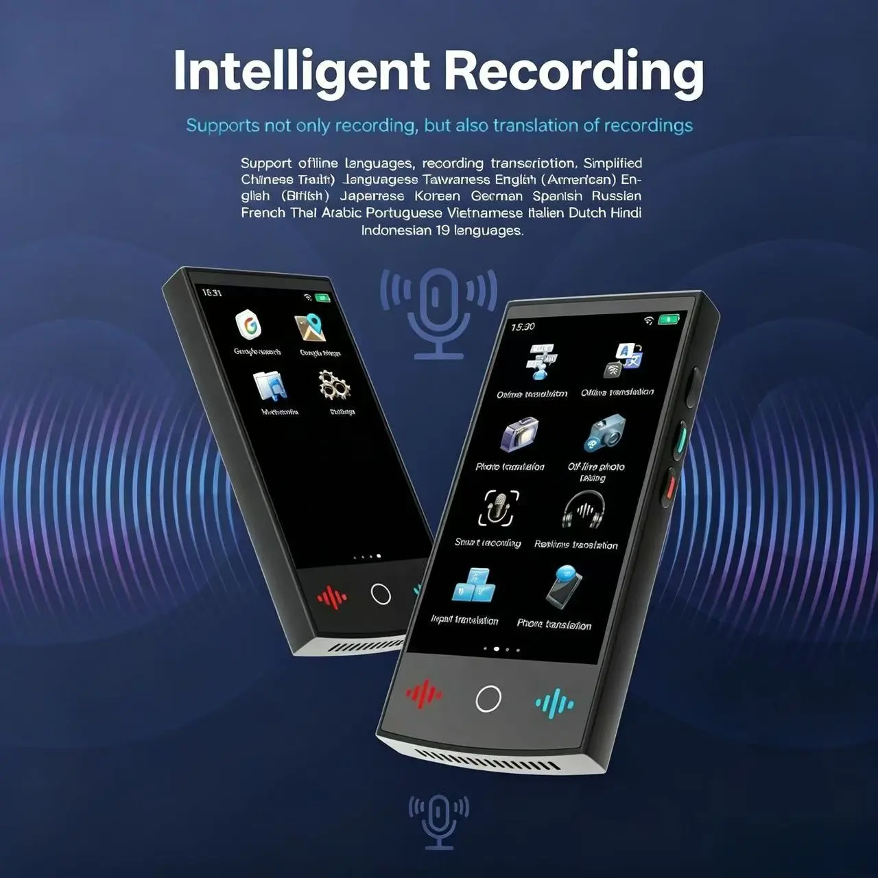 Ai Smart Translator Device, Multi-Language Support, Real-Time Voice Translation, Offline & Image Translation, Ideal for Travel & Office Use