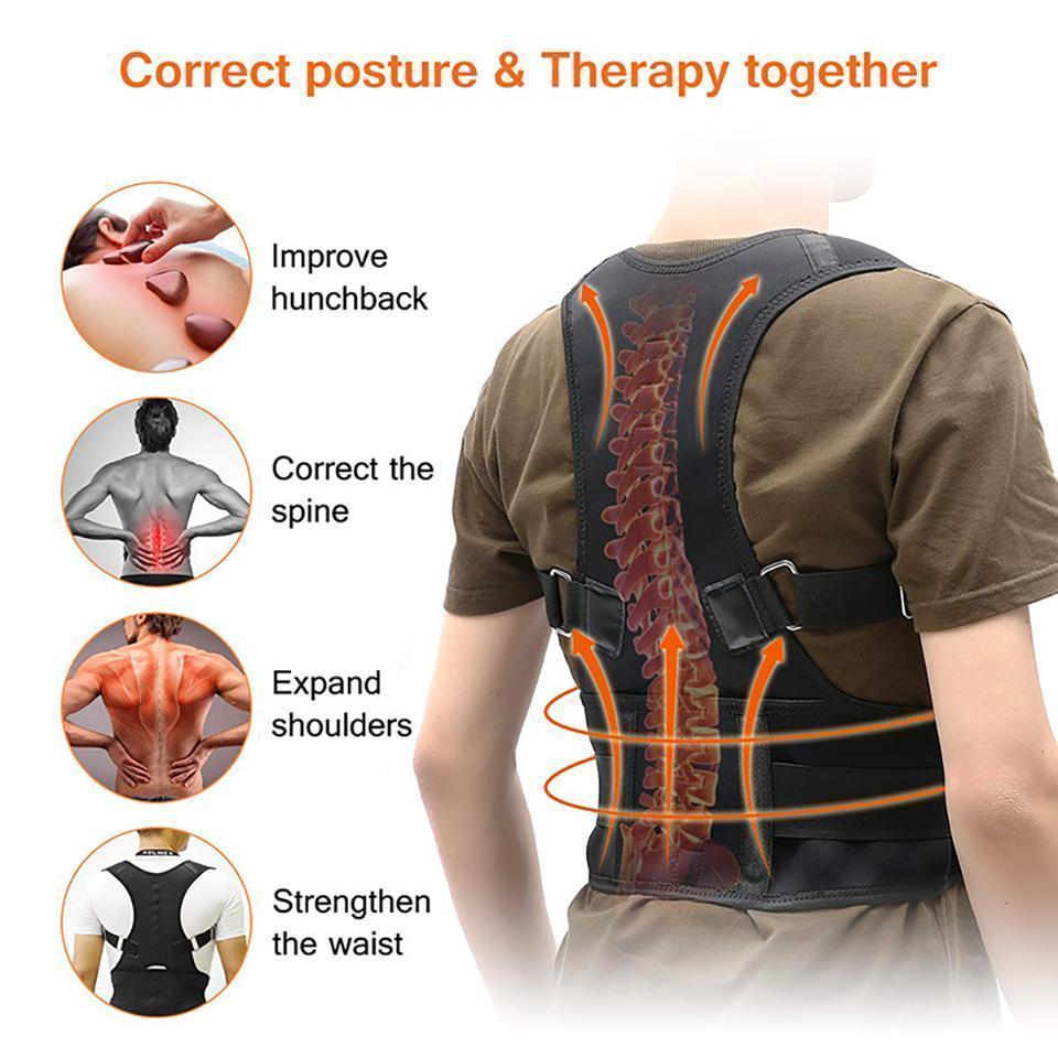 Magnetic Back Brace for Men Women Shoulder Upper Back Girdle Back Belt Strap Posture Belt Under Shirts Black Band Healthcare SpringStatements