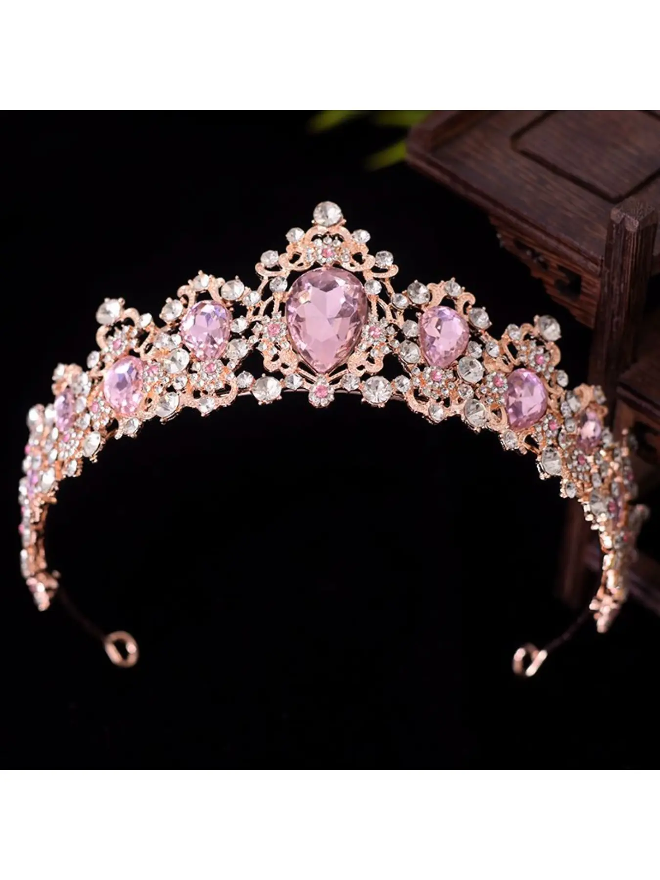 European and American hot selling light luxury crystal crown French bridal tiara luxury pink female 18th birthday coming of age ceremony crown