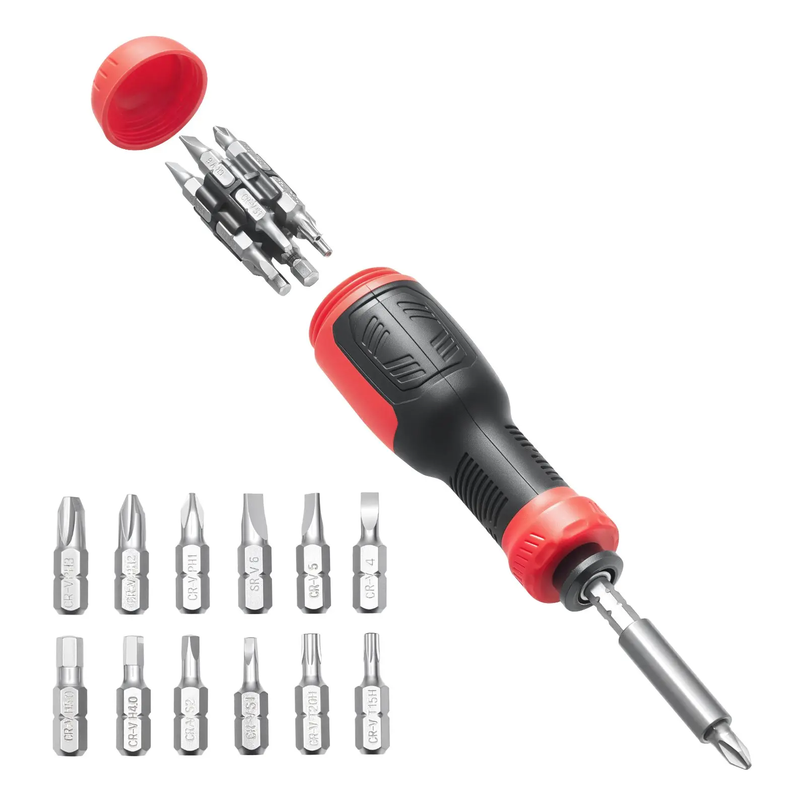VEVOR Screwdriver Set, 13 in 1 Magnetic Multi Bit Mini Nut Driver Set, Phillips, Flat Head, Torx, Square Bits for Men, Manual Precision Repair Tool Kit for Sockets, Furniture, Home Appliances, Cars