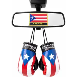 Puerto Rico Flag Boxing Gloves Set Car Hanging Accessories for Rearview Mirror Boricua Puerto Rican PR