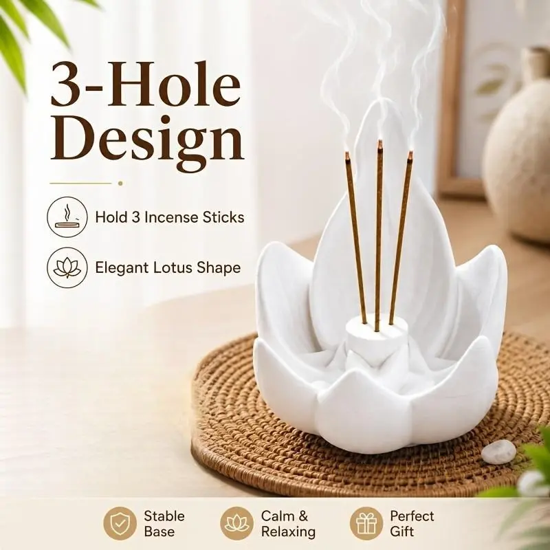 Creative Lotus Shaped Aromatherapy Stove, Home Fragrance Decoration, Calming Home Fragrance, Helps Regulate Emotions, Purify The Air, Assist Sleep, Meditation, and Relaxation. Essential Fragrance Tools for Yoga and Meditation Enthusiasts
