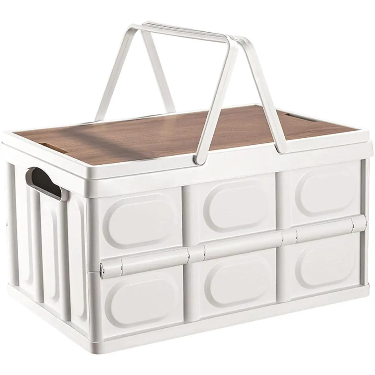 MeToMe Collapsible Dog Toy Basket with Handles, Portable Dog Stuff Organizer, Outdoor Storage Box with Table Function, Ideal for Car Trunk, RV Trip, Picnic