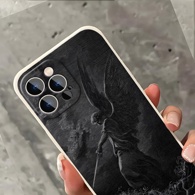 Unique Warrior Angel Darkness Aesthetic Phone case for iPhone 16 Pro Max 15 Plus 14 13 12 11 XR XS  Shockproof Silicone TPU Bumper Drop Protection Cover