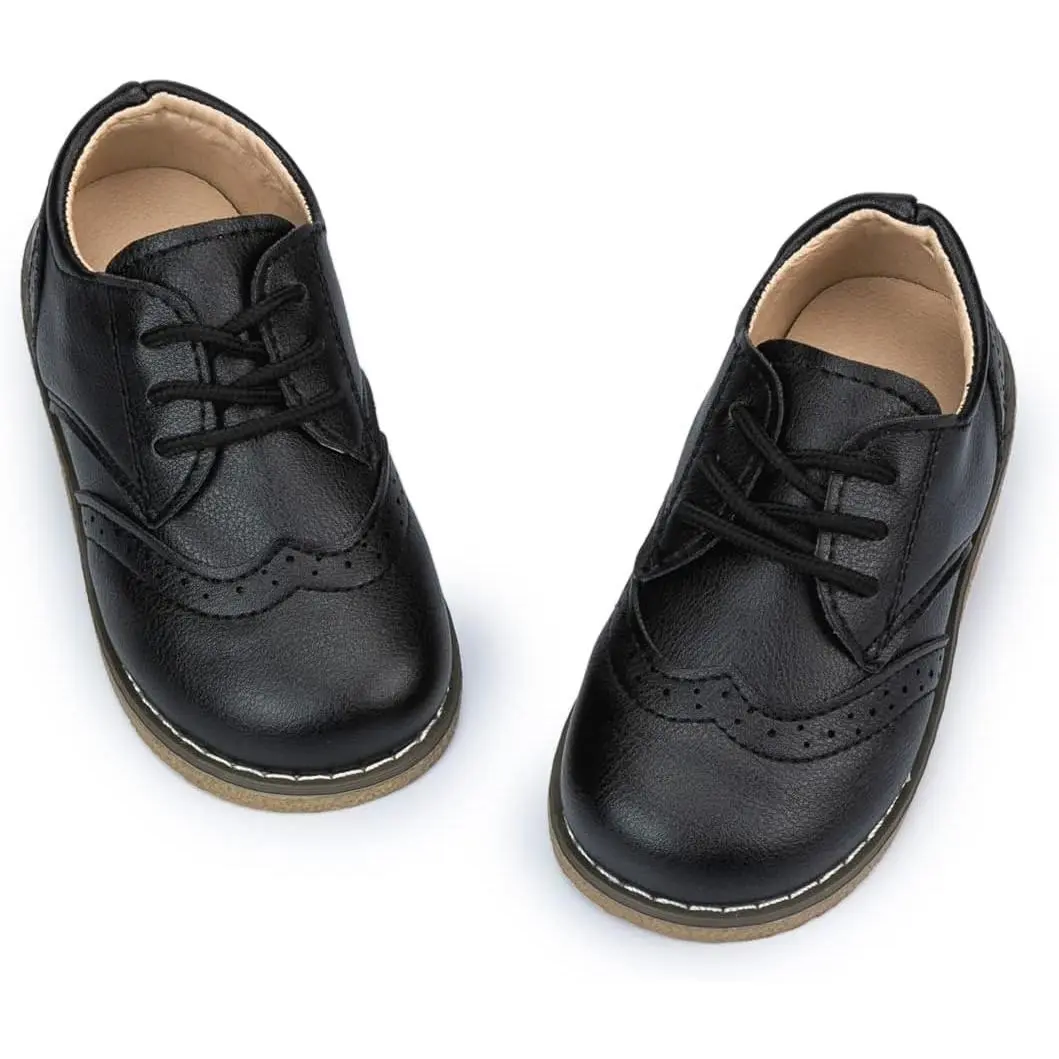 Toddler Boys Girls Dress Shoes Little Kid Oxford Shoes Wedding Church Dress Shoes PU Leather Lace Up School Uniform Loafer Flats