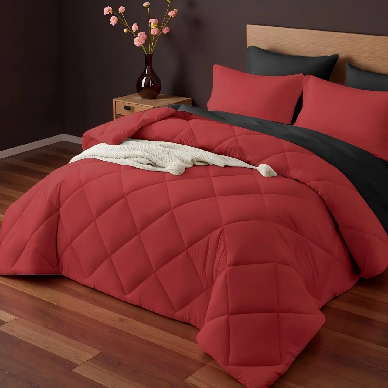 5/7 Pieces Luxury Diamond-Shaped Geometric Pattern Queen Comforter Set, Multiple & Random Color Available, Thick Ultra Soft Fluffy Fiber Filling, All Season Warm Bed in A Bag with Mix-and-Match Sheets