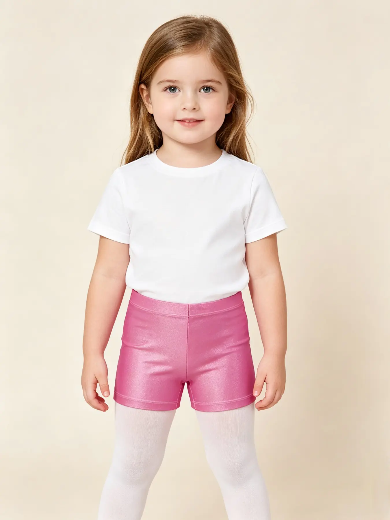 Girls Gymnastics Practice Shorts, Solid Color Dance Wear, Elastic Fit Sport Training, Wearable Gymnastics Uniform, Single Piece