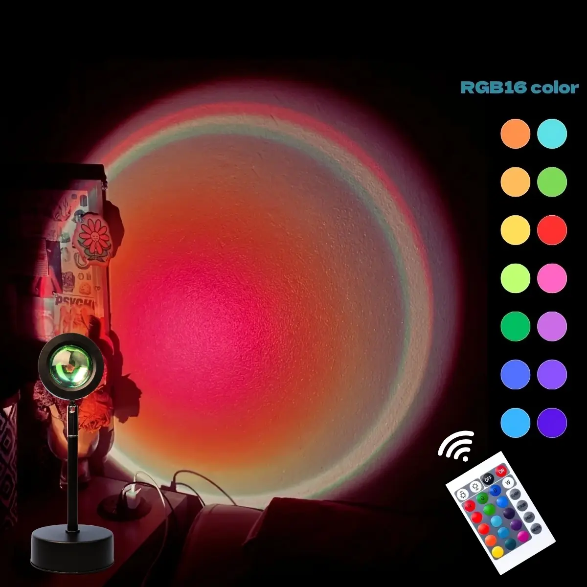 Modern Creative Sunset Projection Lamp USB Rechargeable, Romantic Atmosphere Light, Nightlight Gift Room Decoration Game Room Christmas