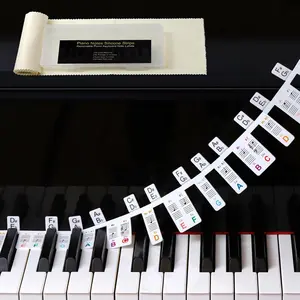 61 Keyboard Notes Guide with Black  Semitones,Non-Sticky Electric Piano Stickers with Dust Cover and Box,Easter Basket Stuffers-Colorful