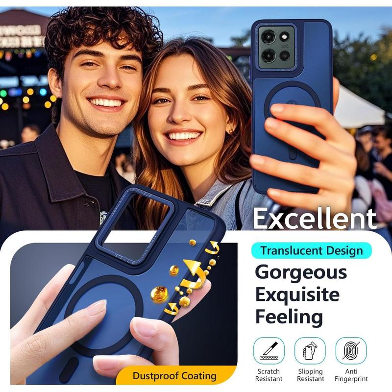 Magnetic for Motorola Moto-G-Play 2026 & Moto G 2025/2026 Case, Blue | Compatible with MagSafe, Translucent Matte Scratch-Resistant Back, Military-Grade Protection Shockproof Slim Phone Cover