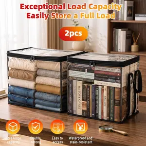 2 /4 Pack Black PVC Stuffed Animal & Doll Storage Box with Handle, Large Clear Thick Plastic Storage Box, Heavy-Duty Durable High-Capacity Organizer for Home, Moving, Attic, Waterproof Dustproof Organizer