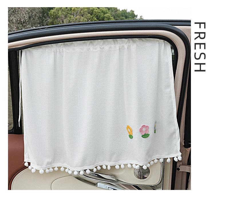 Car sunshade curtain for summer, fresh floral design, car sunshade curtain, interior sun protection and privacy curtain