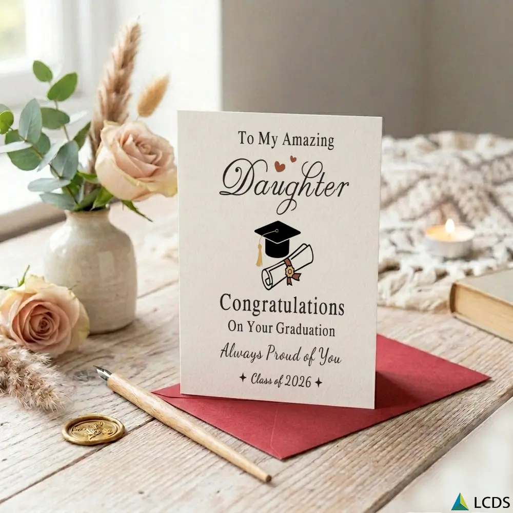 1pc Graduation Celebration Card and Sentimental Message Card for Daughter Classic Black and Gold Design Suitable for Holiday Gifting Daily Use and All Season Versatility