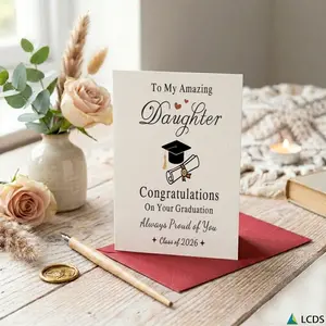 1pc Graduation Celebration Card and Sentimental Message Card for Daughter Classic Black and Gold Design Suitable for Holiday Gifting Daily Use and All Season Versatility