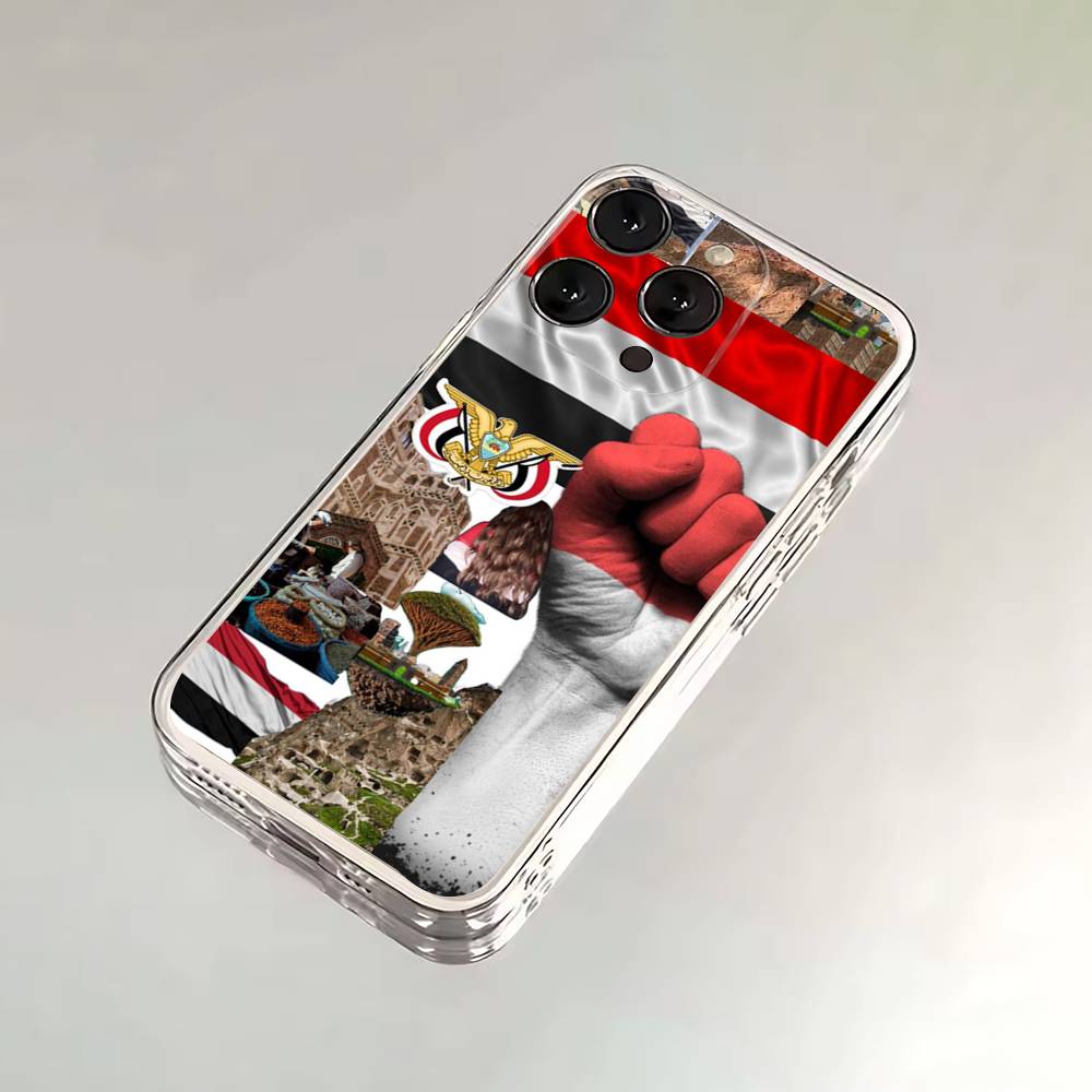 Yemen National Emblem Flag Passport Phone Case For iPhone 17,16,15,14,13,12,11 Plus,Pro,Max,XR,XS,Plus,E,SE4,Mini Transparent Cover