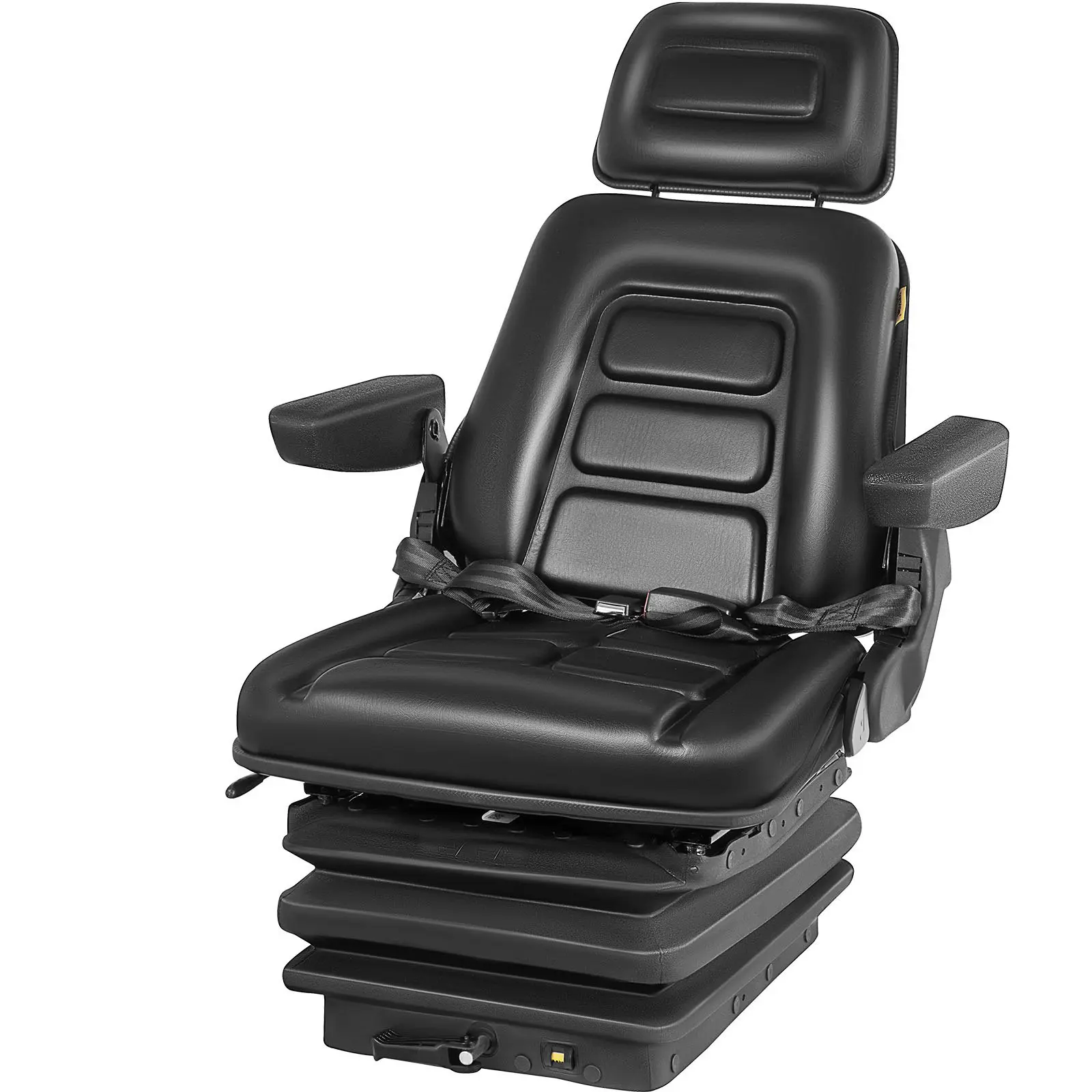 【DealsForYouDays】Low-Profile Adjustable Steel Suspension Seat with Polyurethane Foam & Armrests for Dozer, Backhoe, Tractor, Skid Steer