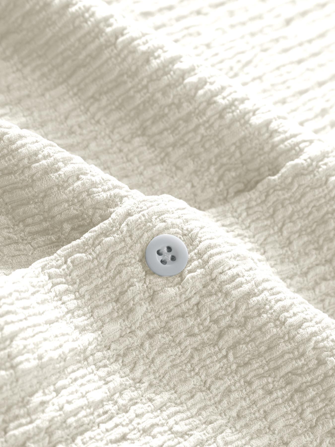 Men's Textured Button Front Shirt, Casual Regular Fit Short Sleeve Collared Top for Summer, Summer Leisure Top 2024, National Day Clothing, Men's Clothes for Daily Wear