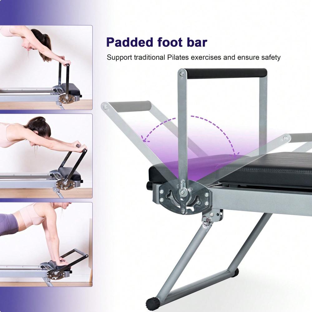 Pilates Reformer Machine, Indoor Pilates Reformer With High Strength Alloy Springs, Foldable Pilates Reformer For Home Gym
