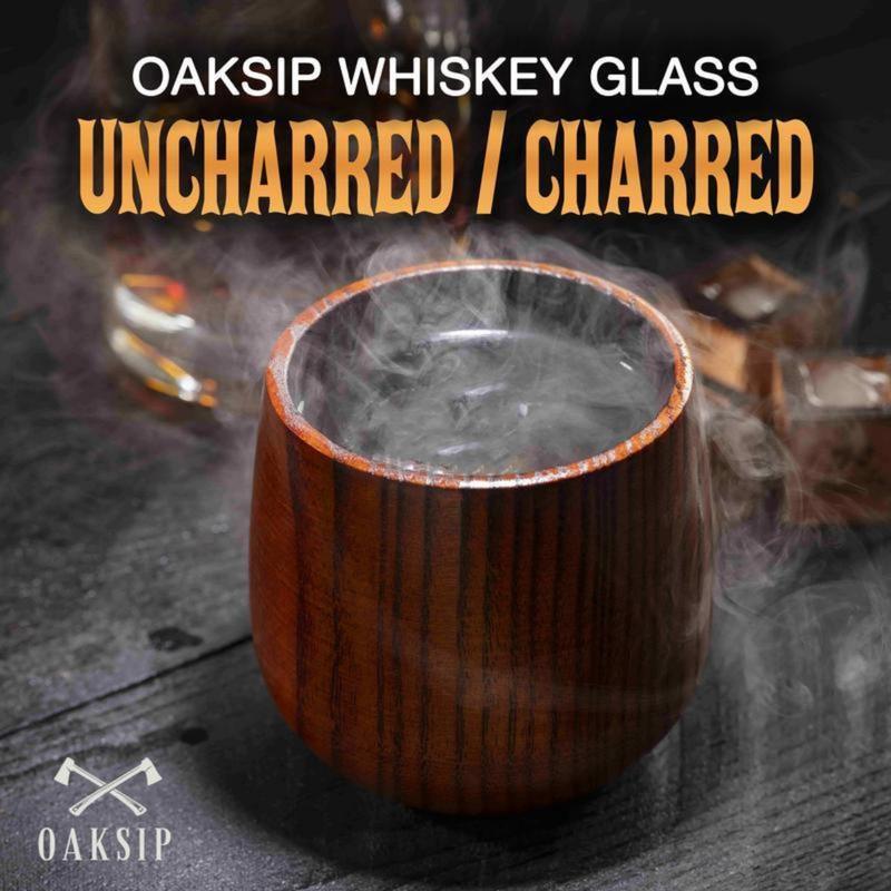 Verkohlte Whiskey-Gläser Aus Holz – Set Aus 2 Bechern, Bourbon-Geschenk Für Männer, Handgefertigt