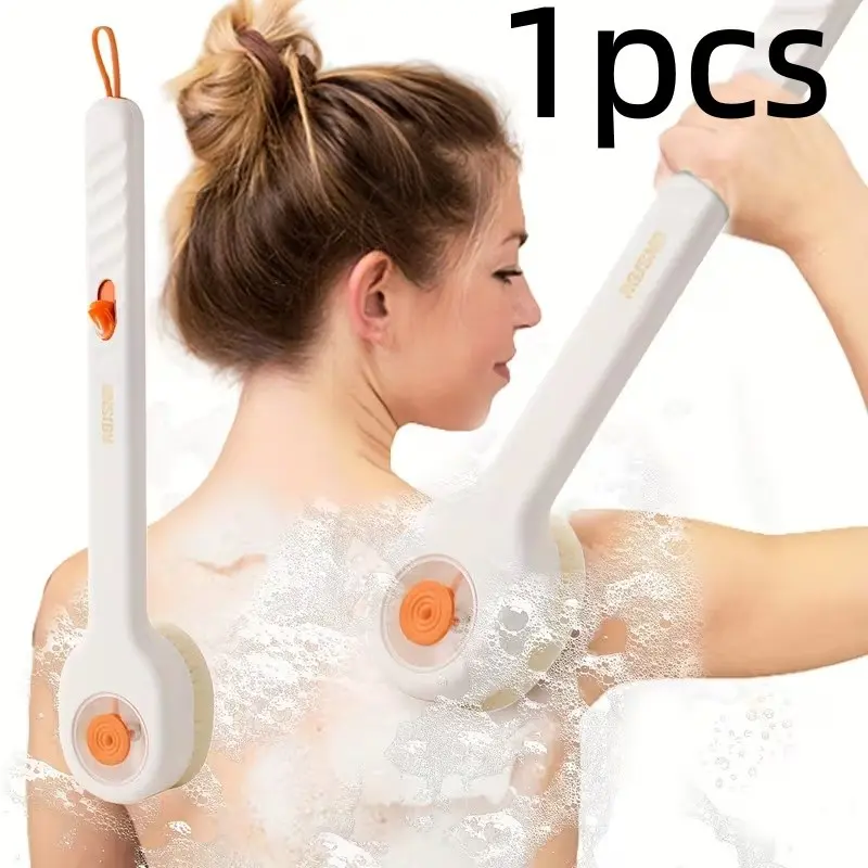 Liquid-Filled Soft Brush Set, Three Colors Available, Long Handle Design, Includes Back Scrubber Tool, Ideal for Bathing Use