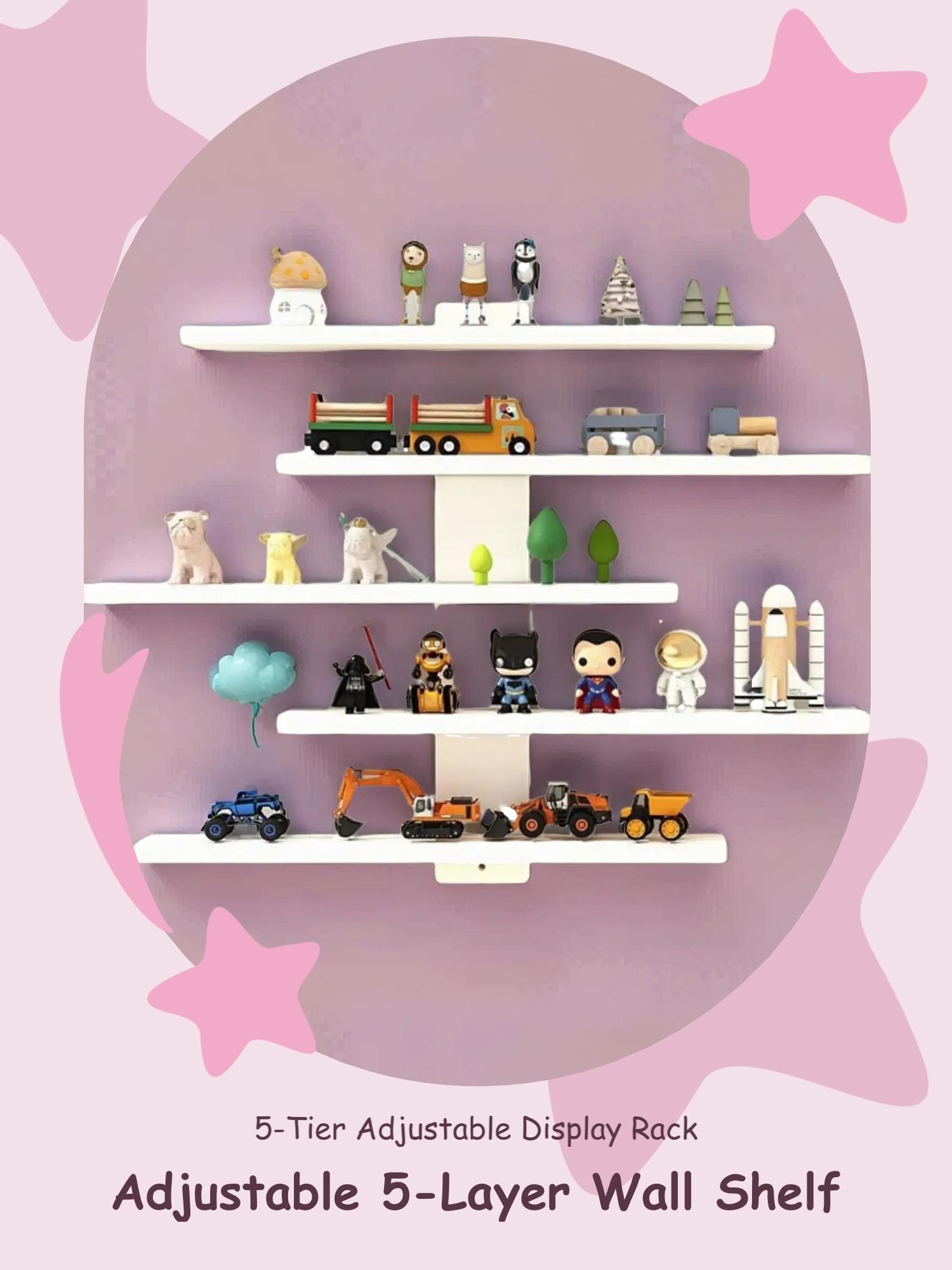 Adjustable Wall-Mounted Display Shelf, 5 Layers Storage Rack for Action Figures, Mini Blocks, Collectibles, Modern Home Decor Organizer, Wall Mount Design