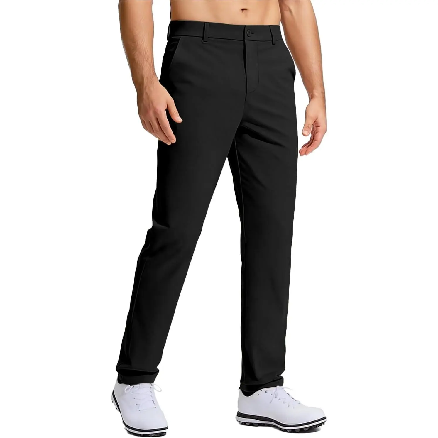Men's Golf Pants Stretch Work Dress Comfy Pants 30"/32"/34" Lightweight Quick Dry Casual Slacks Trousers with Pockets Menswear Suits
