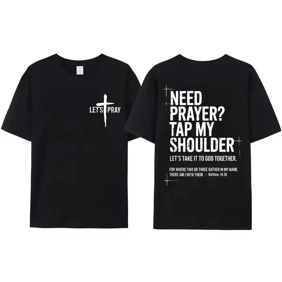 Women's Christian Faith Cotton Sweatshirt - Round Neck, Smooth Soft Solid Seamless Fabric, "Tap My Shoulder Let’s Pray" Graphic, Bible Verse Matthew 18:20, Casual Religious Inspirational Fall Winter Top