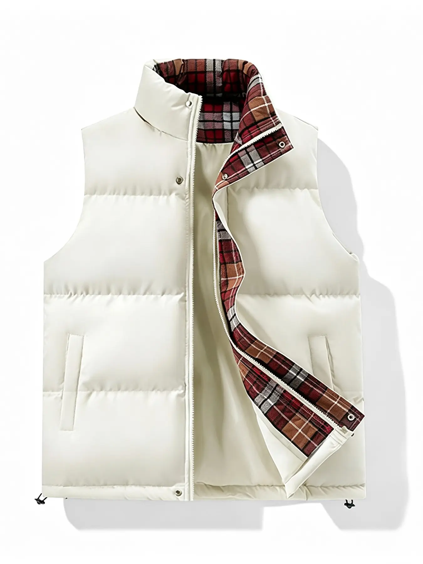 Double-Sided Vest Stand Collar Zipper Warm Sleeveless Fall Winter Casual Outerwear Tank Top, Stylish Layering Piece for Cool Weather