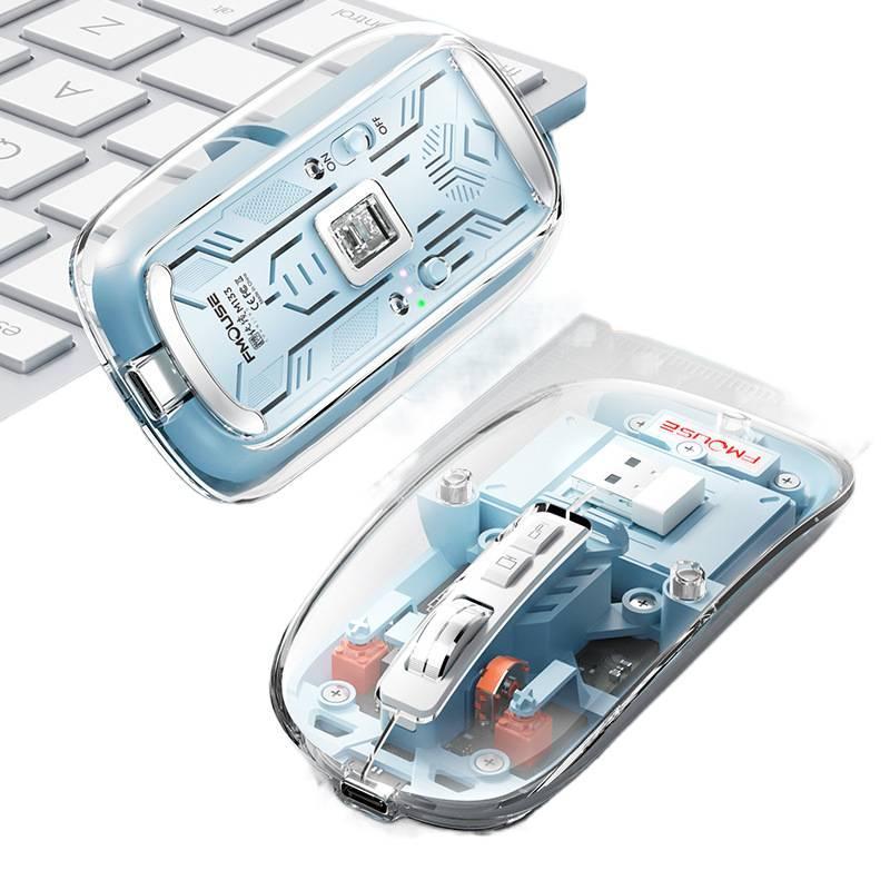 Wireless Bluetooth Mouse Three-Mode Transparent Mouse Charging Silent Mobile Phone Tablet Computer Universal Mouse