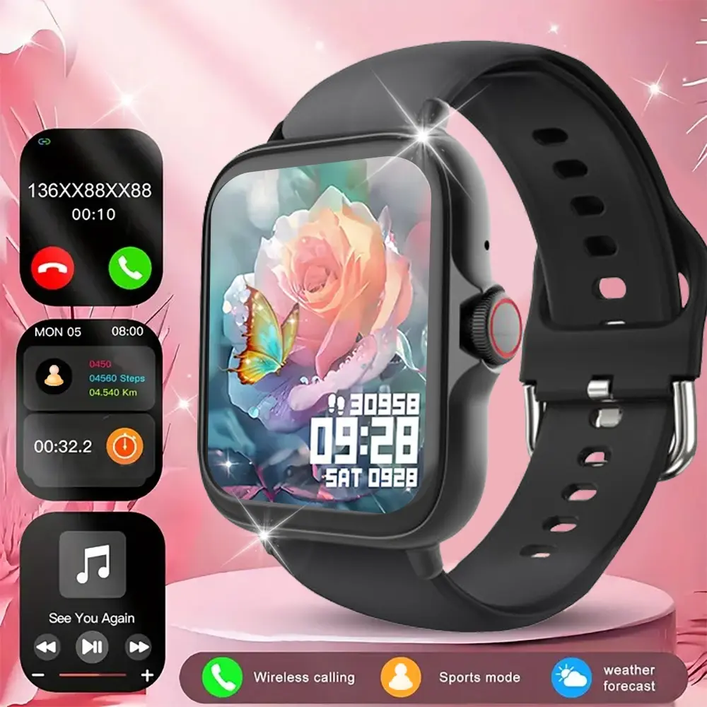 Smart Watch with Wireless Calling, Multiple Sports Modes, Call Alerts, Sms Notifications, Custom Wallpaper, Compatible with iPhone/android