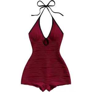 Beauty's WardrobeBeauty's WardrobeMakeMeChic Women's Halter Short Rompers Summer One Piece Jumpsuits Backless Shapewear