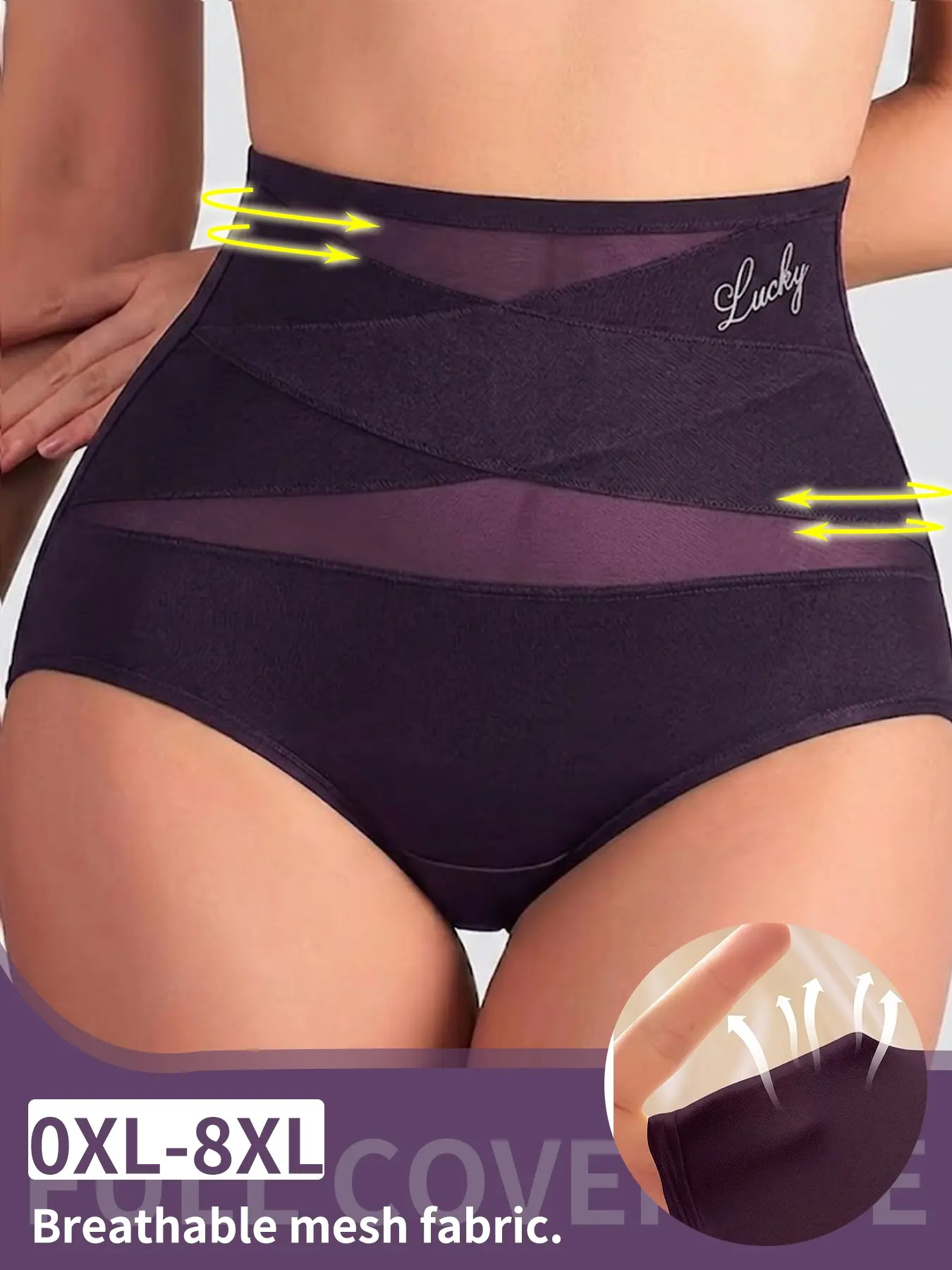 Plus Size Women's Breathable Black Mesh Compression Underwear, Abdomen Control, Waist And Buttock Shapewear Faja Body Shaper, Tummy Control Flat Belly Sheath Slimming Waist Trainer Butt Lifter Shaper