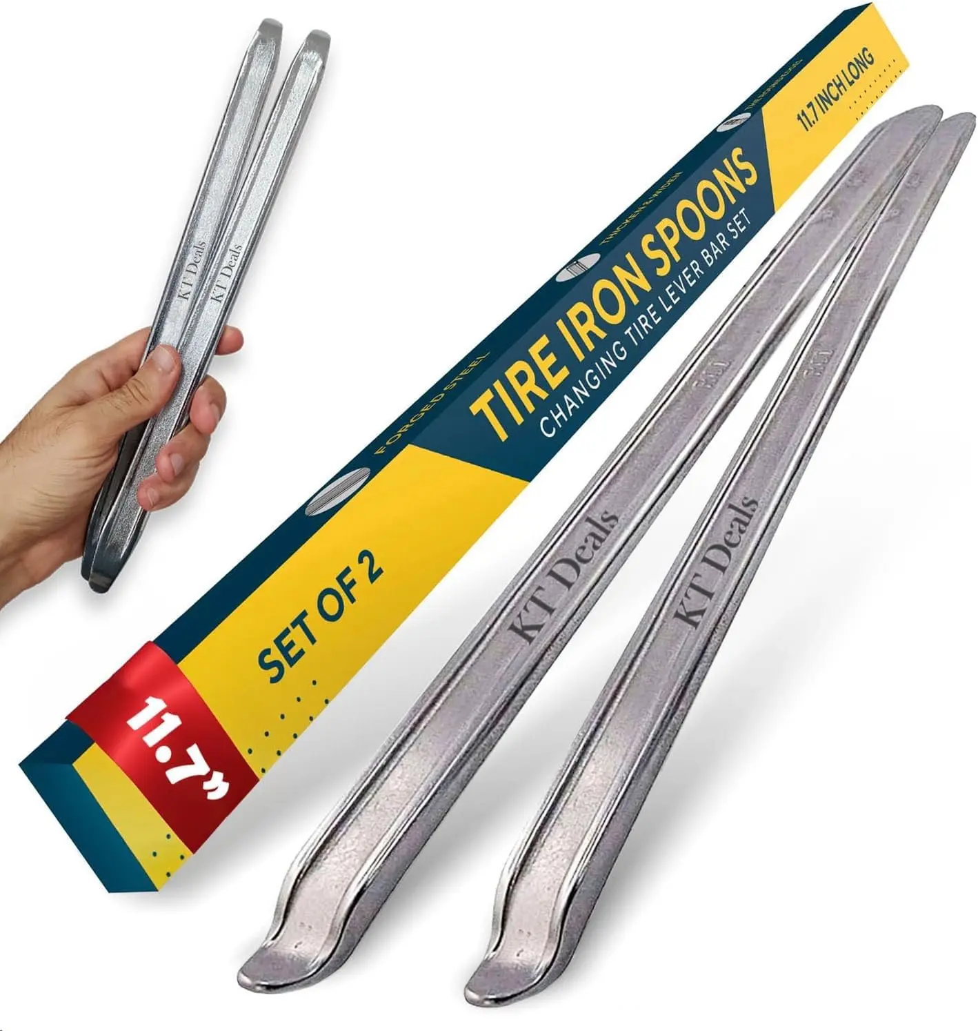 Outdoor sports 2pc Tire Iron Motorcycle Tire Spoons Levers Tire Changer Spoons Dirtbike Tire Changing Tools Set Remover Heavy Duty Steel Tyre Removal Tool Spoon for Dirt Bike Scooter Bicycle Mower (11.7 inch)