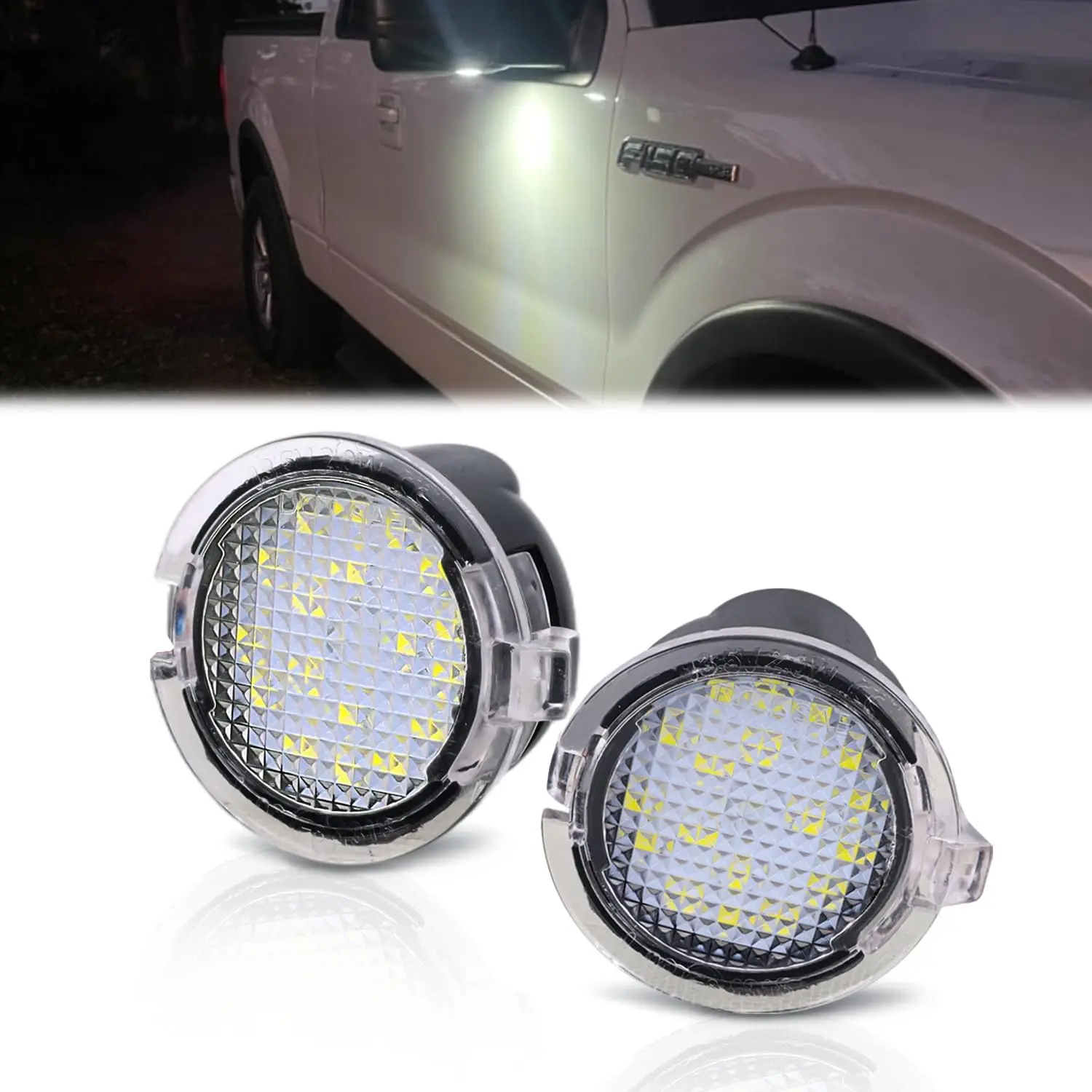 Nilight 2PCS LED Side Mirror Puddle Lights Compatible with Ford F-150 Explorer Edge Fusion Expedition Taurus X Ranger Flex Mustang Lincoln Navigator MKX Mercury Sable (2003-2024),6000K White