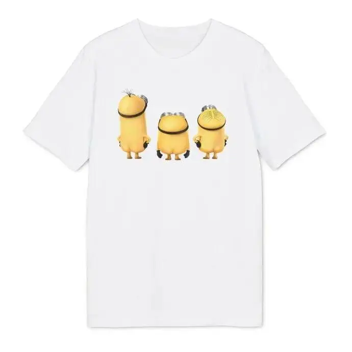 Unisex 3 Minion Backs Cartoon Movie Character Graphic Sports T-Shirt, Soft Cotton Crew Neck Short-Sleeve, Casual Streetwear Fan Tee for Men-Women Daily Wear Birthday Gift