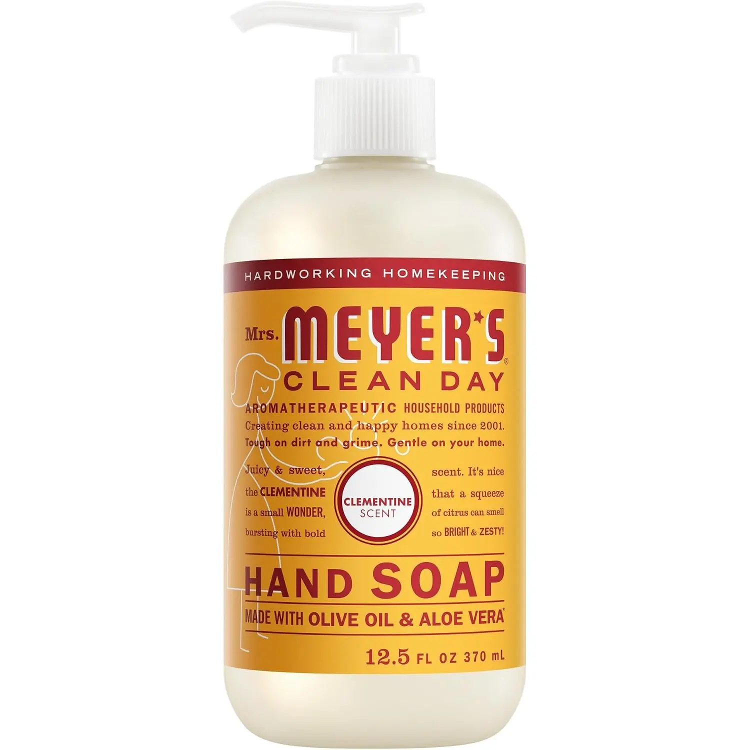 Hand Soap, Gentle Daily Liquid Hand Wash, Clementine Scent, Household Hand Soap for Bathroom & Kitchen, 12.5 Fl Oz Bottle