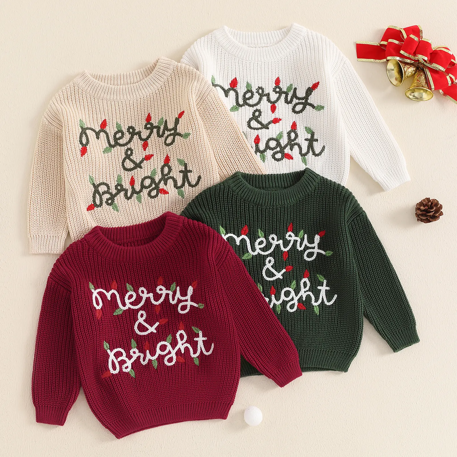Baby Girl Boy Christmas Outfit Letter Embroidery Knit Sweater Newborn Toddler Fall Winter Sweaters 3-6Y
