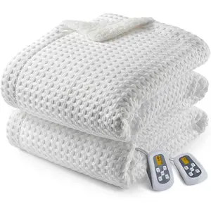 Heated Blanket  Size with LCD  Controller, Waffle Weave  Heating Electric Blankets, 10 Heat Levels & 1-12H Time Settings, ETL Certified, Machine Washable, , 84" x 90"