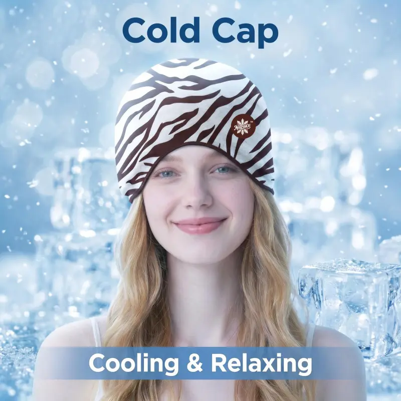 1 Pc Brown Zebra Pattern Cold Cap, Stylish Reusable Cooling Head Cap, Soft Stretchy Ice Head Wrap for All-Day Comfort & Relaxation