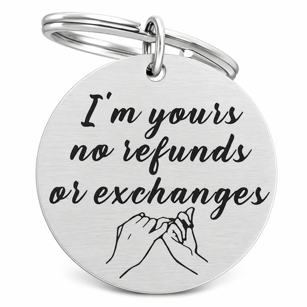 Funny Matching Keychains for Couples, Stainless Steel Round Pendant with Pinky Promise & Love Quote, Durable Keychain Accessories with Laser Engraving for Birthday, Anniversary Gift, Pinky Promise Ring