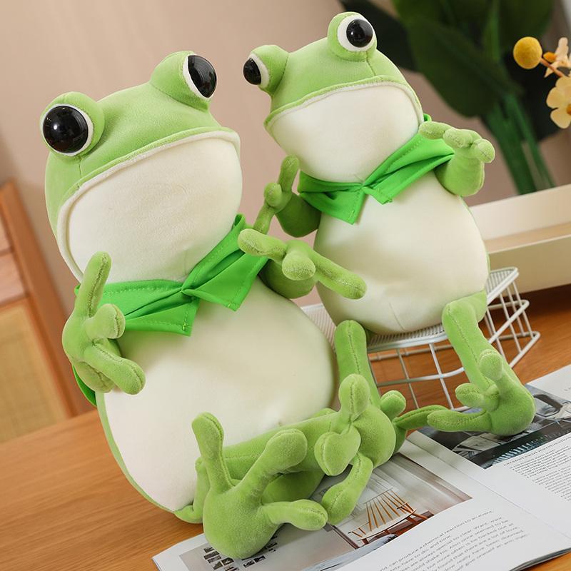 45/60/80CM Kawaii Cloak Frog Plush Toy Soft Stuffed Animal Lovely Hat Big Eyes Anime Doll Hug Pillow Birthday Xmas Gifts