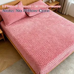 Soft Fleece Bed Sheet Set, Full/king/queen Size, Soft Flannel Fabric, Deep Pocket Design, Includes 1 Bed Sheet and 2 Pillowcases