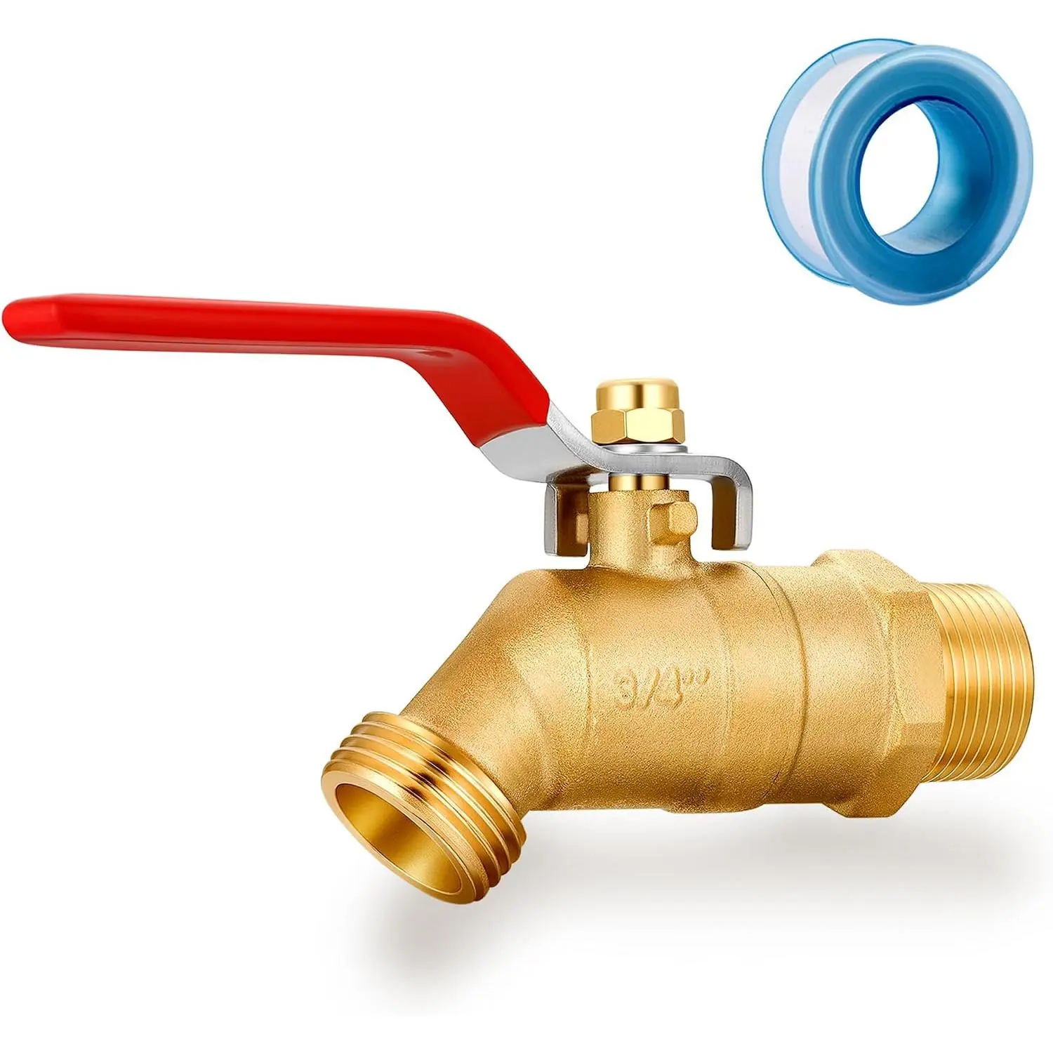 Brass outdoor-faucets Full Flow Male Hose Bibb 3/4" Male NPT inlet Connection with 3/4" GHT hose outlet Heavy-Brass Faucet for gardens and patios (Long Handle)