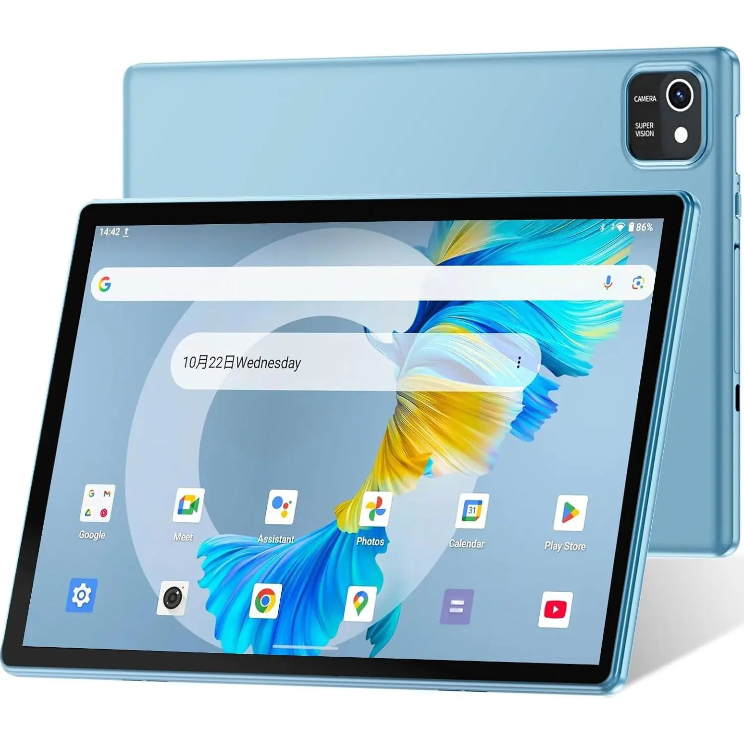 Tablet 10 inch Android 13 Tablets, 6GB RAM 32GB ROM, Quad-Core Processor, 1280x800 LCD Touch Screen, WiFi, GMS, Dual Camera, Bluetooth, 6000mAh Battery (Blue)