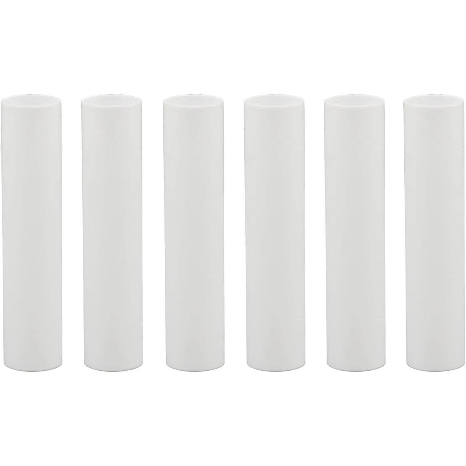 ® 1751 - Set of 6, 4 Inch Tall White Plastic Candle Covers Sleeves Chandelier Socket Covers ~Candelabra Base