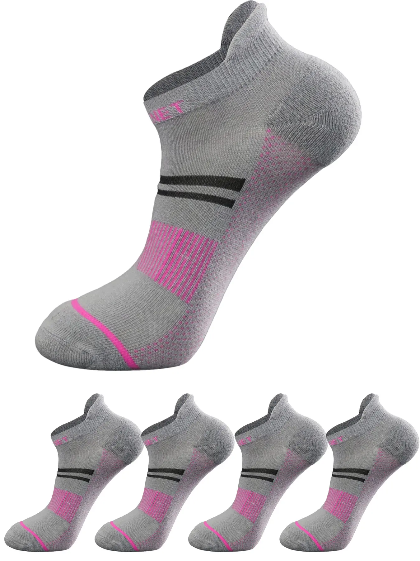 Breathable Mesh Athletic Ankle Socks, Non Slip Dotted Sole, Striped Low Cut Trainer Socks, Cushioned Arch Support, Multi Color, Lightweight