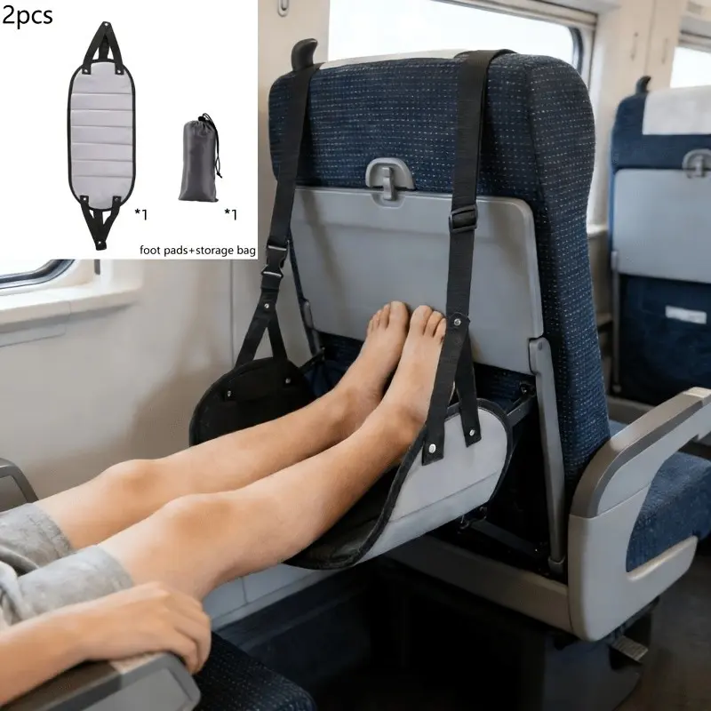 2-Piece Travel Footrest Set with Storage Bag, Adjustable Long-Distance Footrest, Office Business Trip Footrest, Train Plane Travel Accessories