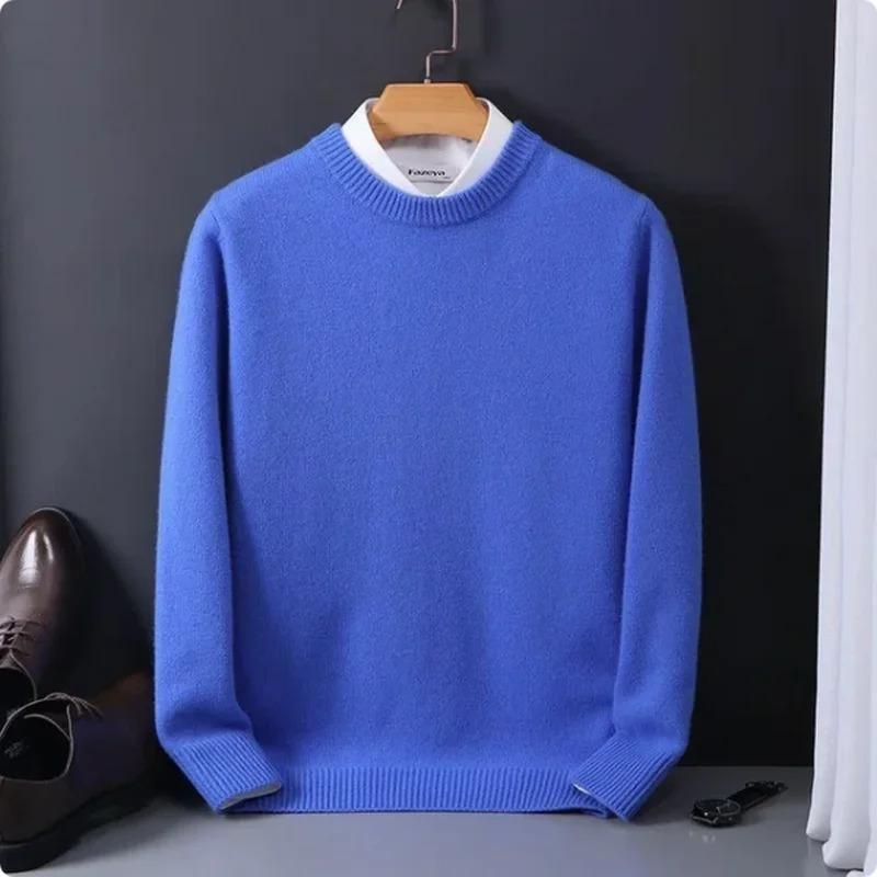 2026 Cashmere Sweater O-neck Pullovers Men's Loose Oversized M-3XL Knitted Bottom Shirt Autumn Winter New Korean Casual Men