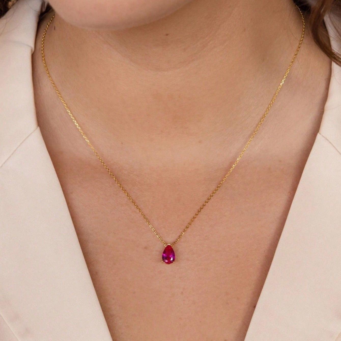 December Birthstone Water Drop Zircon Pendant Necklace Best Gift for Mom Girlfriend