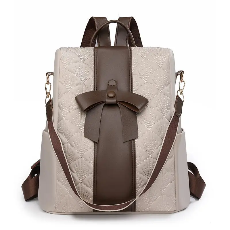 Elegant Bow Anti-Theft Backpack  Women, Trendy Convertible Shoulder Bag  Office Commute & Work, Durable Water-Resistant Casual Daypack with Roomy Multi-Pocket Storage, Adjustable Padded Straps, Minimalist Design  Shopping, Trips and Daily Use